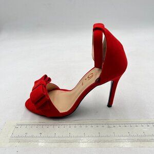 FSJ Red High Heeled Open Toe Sandals Ankle Strap Shoes with Buckle